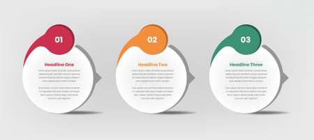 Three steps modern infographic data presentation in abstract oval shapeのイラスト素材