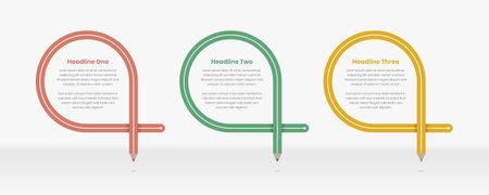 Infographic text presentation on curved colored pencil shapeのイラスト素材