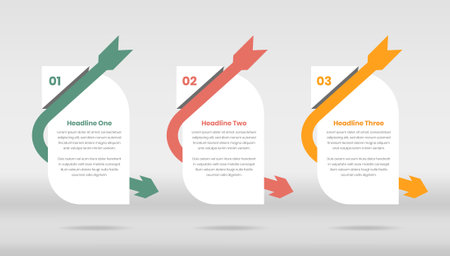 Abstract steps infographic text presentation template design with curved arrow shapeのイラスト素材