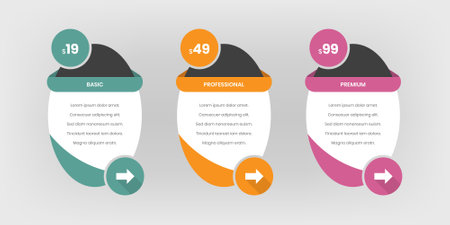 Price comparison business infographic table design with oval shapesのイラスト素材