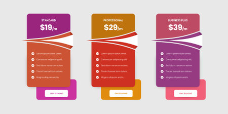 Simple pricing comparison table design with abstract shapeのイラスト素材