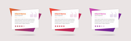 Professional client feedback card with colorful gradient and rating starsのイラスト素材