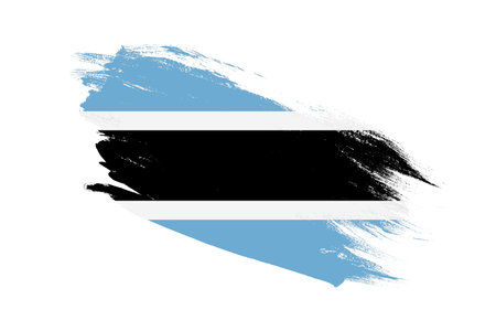 Botswana flag with stroke brush painted effects on isolated white backgroundの写真素材