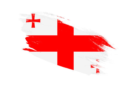 Georgia flag with stroke brush painted effects on isolated white backgroundの写真素材