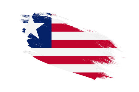 Liberia flag with stroke brush painted effects on isolated white backgroundの写真素材