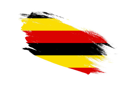 Uganda flag with stroke brush painted effects on isolated white backgroundの写真素材