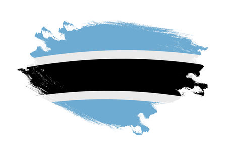Abstract stroke brush textured national flag of Botswana on isolated white backgroundの写真素材
