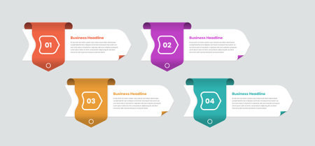 Minimalist abstract text presentation steps infographic template with number badgeのイラスト素材