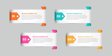 Four steps minimalist business data presentation infographic element designのイラスト素材