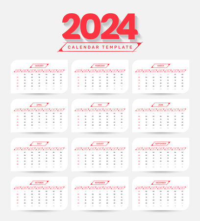 New year 2024 abstract calendar date element template design with accurate date formatのイラスト素材