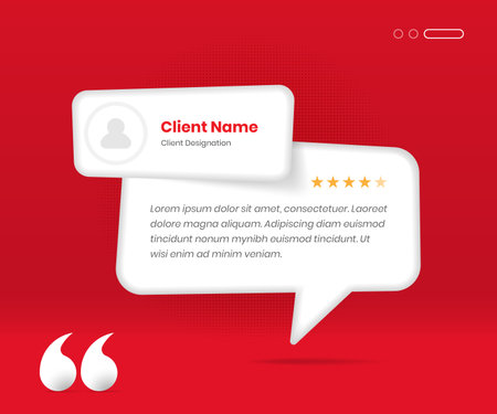 Minimalistic client review and feedback template with abstract bubble shapeのイラスト素材