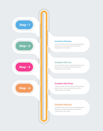 Creative business process presentation vertical four steps infographic templateのイラスト素材