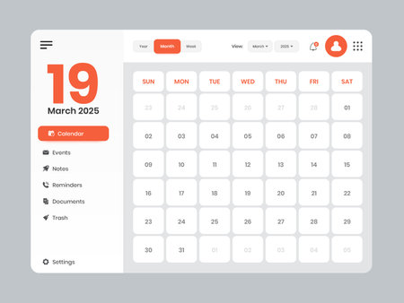 Calendar app web interface layout designのイラスト素材