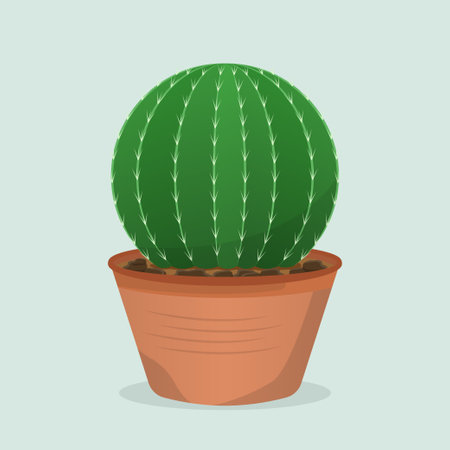 Simple cactus plant on the pot vector illustrationのイラスト素材