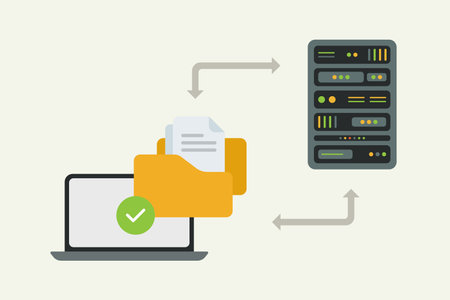 Data backup, Cloud computing and server management flat illustration designのイラスト素材