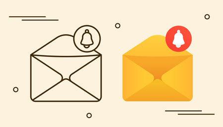 Message envelope with notification bell outline and field illustration designのイラスト素材