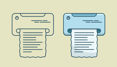 Mini printer flat illustration design with outline on isolated backgroundのイラスト素材