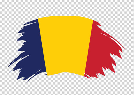 Flag of Chad with distressed paint stroke brush effect on isolated backgroundのイラスト素材