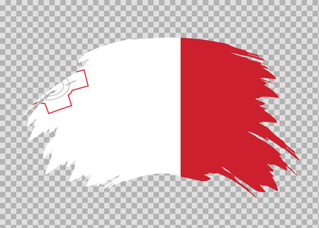 Flag of Malta with distressed paint stroke brush effect on isolated backgroundのイラスト素材