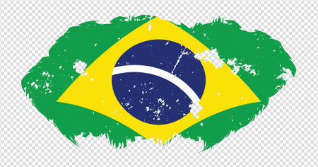 Brazil national flag with distressed stroke brush effect on isolated backgroundのイラスト素材