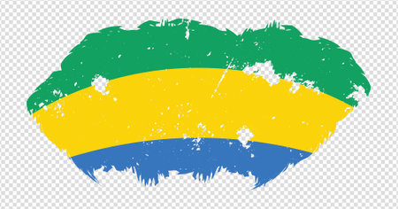 Gabon national flag with distressed stroke brush effect on isolated backgroundのイラスト素材