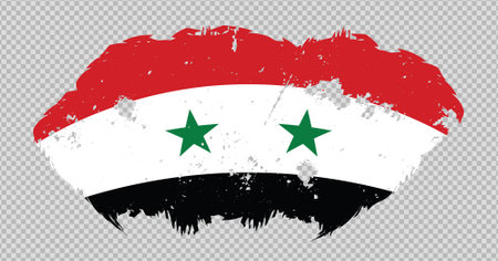 Syria national flag with distressed stroke brush effect on isolated backgroundのイラスト素材