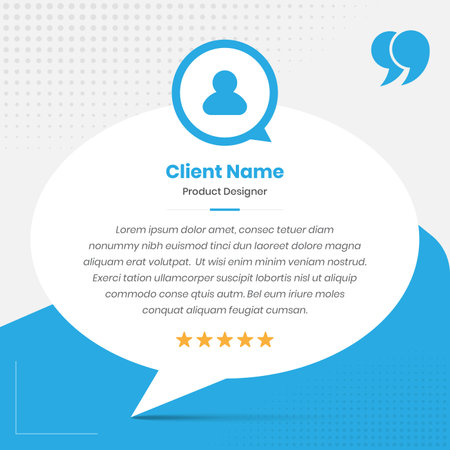Professional client testimonial and review or quote presentation social media post template design with star ratingのイラスト素材