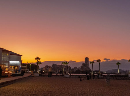 Sunset on the beachの写真素材