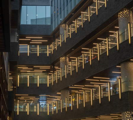 Modern office building in the city center of Frankfurt am Main, Germanyの写真素材