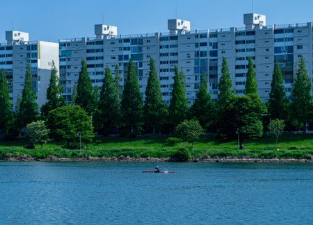 Rowing on the Volga River in the city of Minsk, Belarus