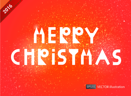 Christmas greating card with white font. Vector illustration on red background.のイラスト素材