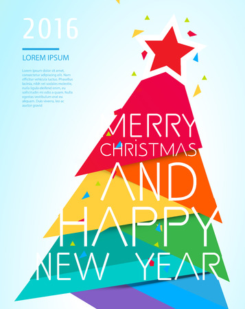 2016 New Year greeting card with christmas tree. Vector illustration. EPS10のイラスト素材