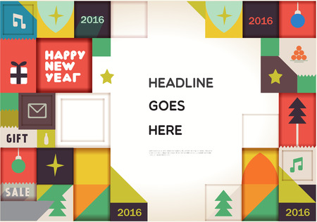 Retro Vintage and colorful 2016 New Year Poster Background.  EPS10のイラスト素材