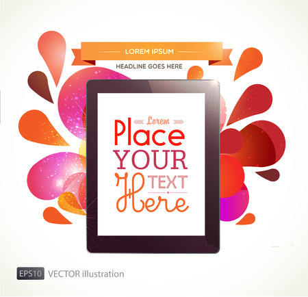 Vector illustration with tablet pc and colorful explosion. EPS10のイラスト素材