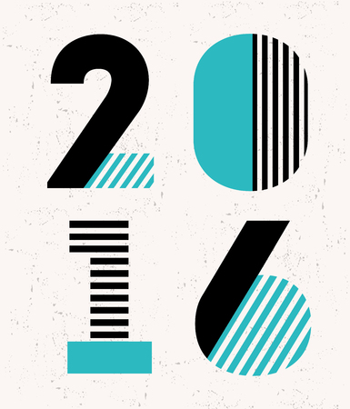 Happy New Year 2016 greeting card. Vector illustration for holiday design.のイラスト素材