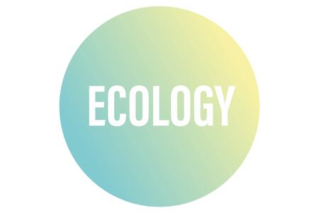 Word ECOLOGY in round shape logo with soft gradient green yellow light color