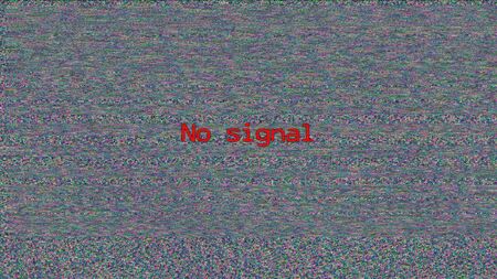 NO SIGNAL red text on static tv background, VHS tapeの写真素材