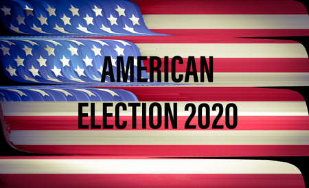 American trendy grungy VHS flag, election 2020.
