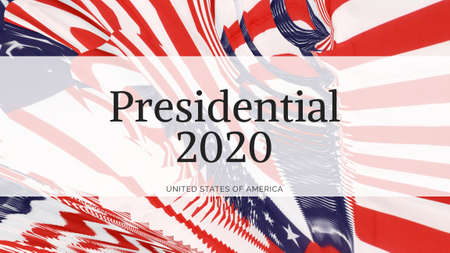 Presidential 2020 text on original american flag background.