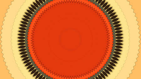 Abstract fractal curved drawed circles, warm colors, copy space.の写真素材