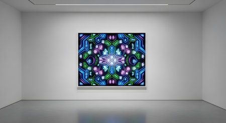 Beautiful screen with glowing brain in empty room. 3D renderingの素材