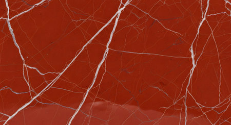 Red jasper marble with white veins background. Natural stone surface texture.の素材