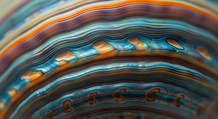 Abstract macro iridescent seashell detail, unique pattern, organic vibrant colors, nautical backgroundの素材