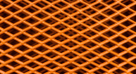 Orange metal mesh texture grid background industrial pattern perforated steel sheetの素材