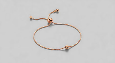 Elegant rose gold bracelet, adjustable slider clasp, delicate jewelry designの素材