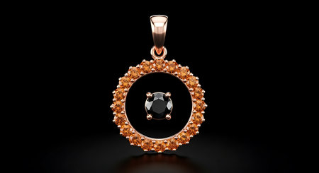 Rose gold pendant, black diamond, brown diamonds, luxurious accessory, stylish jewelry.の素材