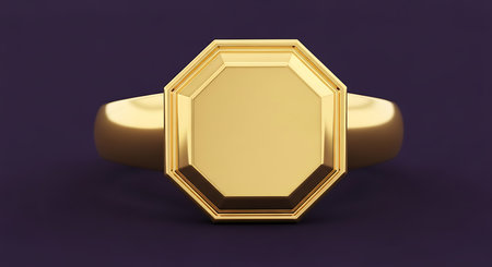 Classic gold signet ring, octagon shape, smooth polished surface, elegant accessoryの素材