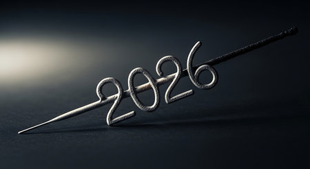 Metallic sparkler 2026; dark background; new beginning; minimalist sophisticationの素材