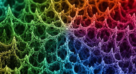 Colorful intricate fractal pattern; abstract digital art backgroundの素材