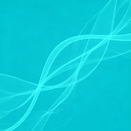 Abstract blue background features flowing lines for modern design. Light blue curved lines create smooth, artistic backdrop. Contemporary illustration with soft lines for conceptsの素材
